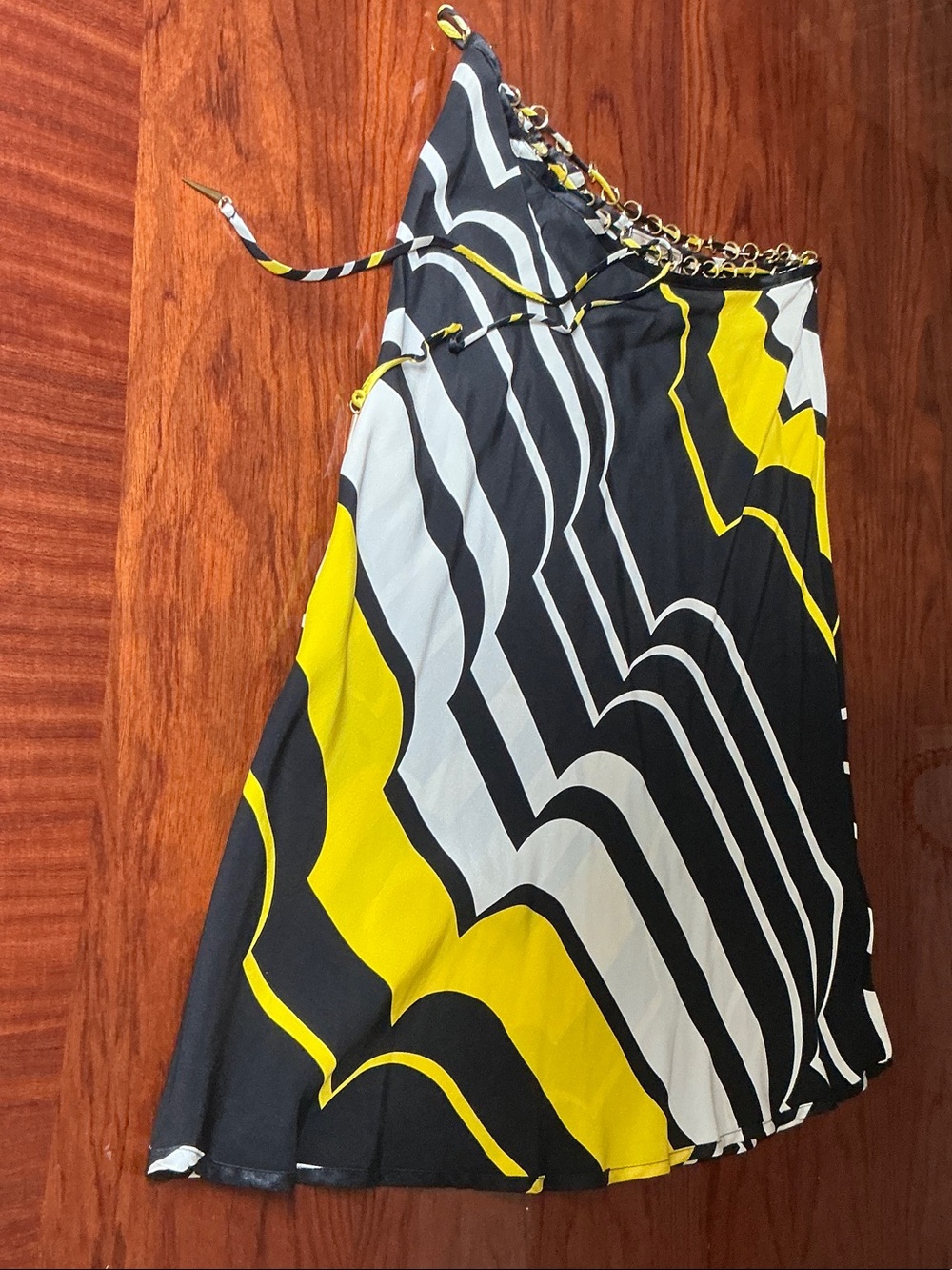 Petro Zillia Yellow Black White Graphic A-Line Skirt